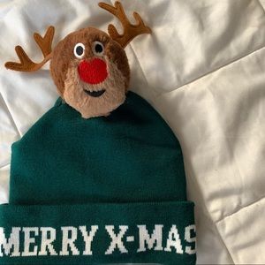 Merry X-mas reindeer beanie hat